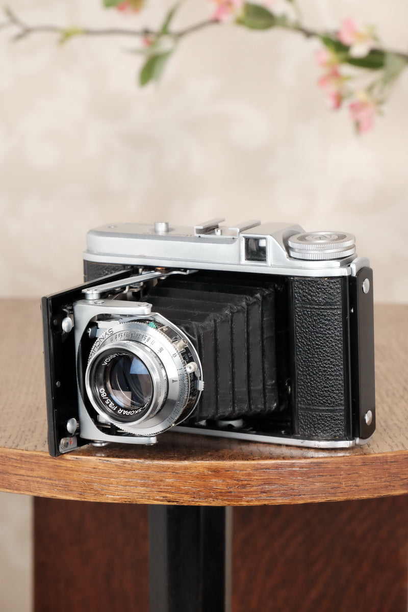 Superb! 1952 6x6 Voigtlander Perkeo II with Color-Skopar Lens & Synchro-Compur Shutter, CLA’d, Freshly Serviced! - Voigtlander- Petrakla Classic Cameras