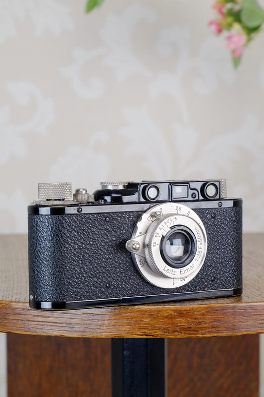 SUPERB! 1932 BLACK LEITZ LEICA II with Nickel Elmar lens. CLA’d, FRESHLY SERVICED! - Leitz- Petrakla Classic Cameras