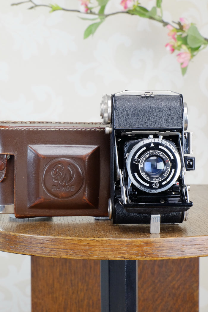 Near Mint! 1950 Balda Baldini, with beautiful original Leather Case, Freshly Serviced, CLA’d - Balda- Petrakla Classic Cameras