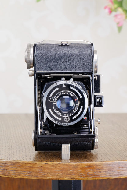 Near Mint! 1950 Balda Baldini, with beautiful original Leather Case, Freshly Serviced, CLA’d - Balda- Petrakla Classic Cameras