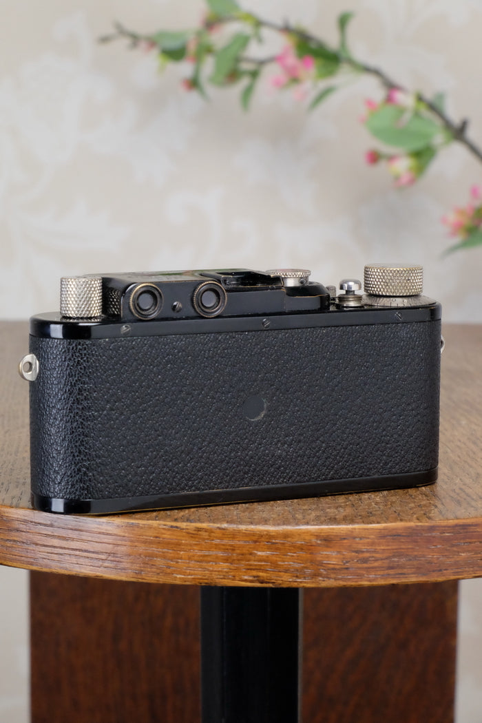 SUPERB! 1932 BLACK LEITZ LEICA II with Nickel Elmar lens. CLA'd, Freshly Serviced! - Leitz- Petrakla Classic Cameras