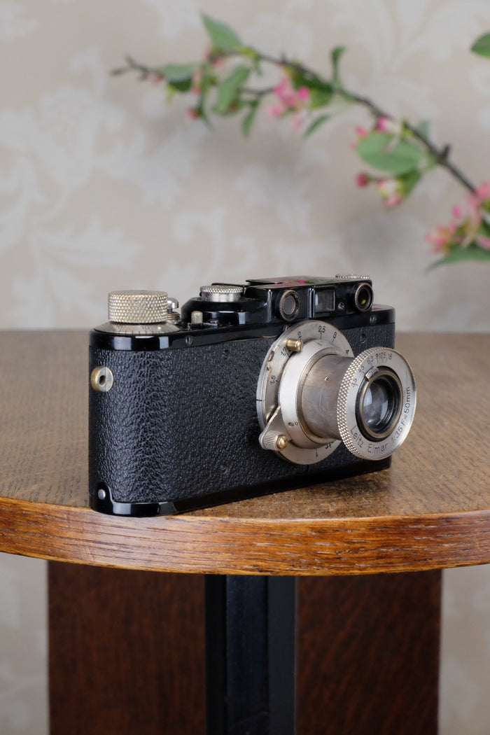 SUPERB! 1932 BLACK LEITZ LEICA II with Nickel Elmar lens. CLA'd, Freshly Serviced! - Leitz- Petrakla Classic Cameras