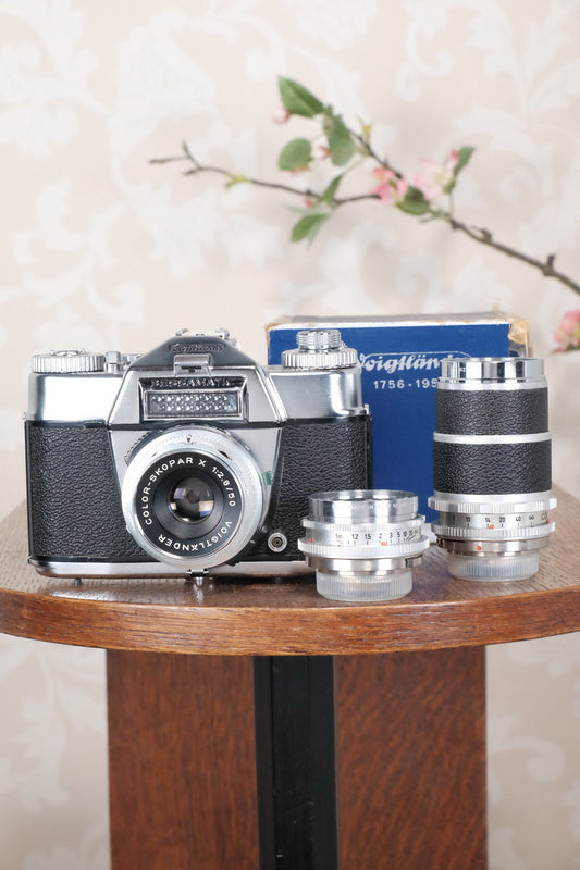 1959-1962 Voigtlander Bessamatic 35mm SLR Camera, with 3 lenses. - Voigtlander- Petrakla Classic Cameras