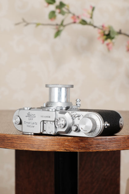 Superb! 1940 Leitz Leica IIIb with Leitz Elmar lens, CLA'd, Freshly Serviced! - Leitz- Petrakla Classic Cameras