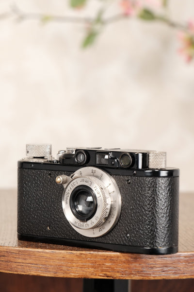 Superb! 1932 BLACK LEITZ LEICA II with nickel elmar lens, CLA'd, Freshly Serviced! - Leitz- Petrakla Classic Cameras