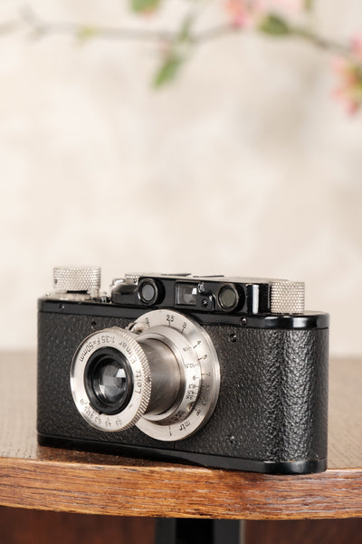 Superb! 1932 BLACK LEITZ LEICA II with nickel elmar lens, CLA'd, Freshly Serviced! - Leitz- Petrakla Classic Cameras