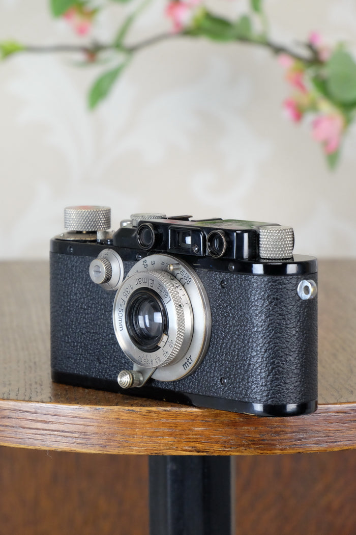 SUPERB! 1931 Black Leitz Leica III with Nickel Elmar lens,  CLA'd, Freshly Serviced! - Leitz- Petrakla Classic Cameras