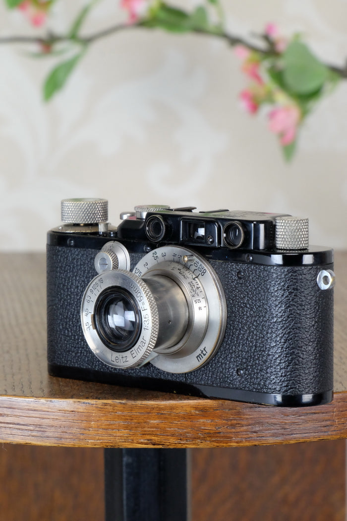 SUPERB! 1931 Black Leitz Leica III with Nickel Elmar lens,  CLA'd, Freshly Serviced! - Leitz- Petrakla Classic Cameras