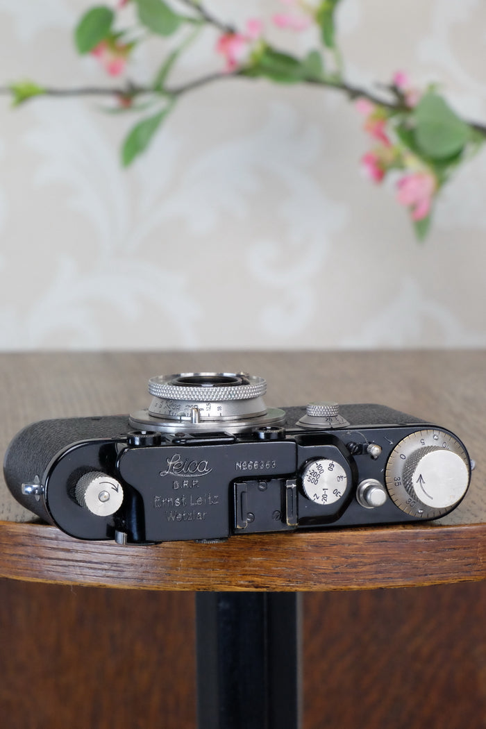 SUPERB! 1931 Black Leitz Leica III with Nickel Elmar lens,  CLA'd, Freshly Serviced! - Leitz- Petrakla Classic Cameras