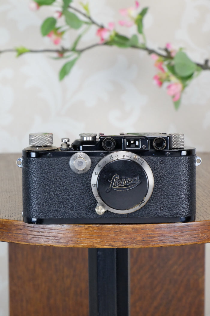 SUPERB! 1931 Black Leitz Leica III with Nickel Elmar lens,  CLA'd, Freshly Serviced! - Leitz- Petrakla Classic Cameras