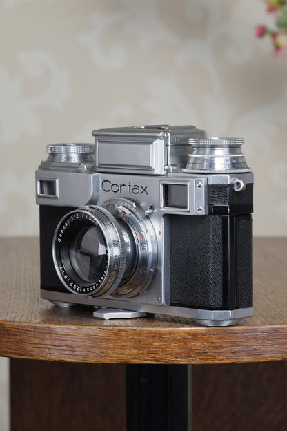 SUPERB! 1937 Zeiss Ikon Contax, 35mm coupled rangefinder, with Sonnar lens, CLA'd, Freshly Serviced! - Zeiss-Ikon- Petrakla Classic Cameras