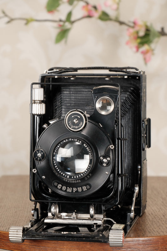 Superb! 1927 Voigtlander 9x12 Bergheil Camera with Heliar Lens!  Freshly serviced, CLA’d! - Voigtlander- Petrakla Classic Cameras