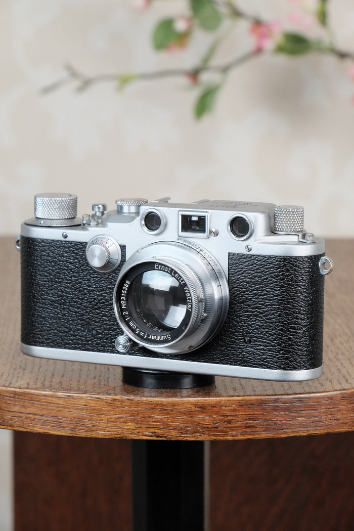 1942 LEITZ LEICA IIIc “stepper”, Desirable WWII model with red shutter curtains, CLA'd, Freshly Serviced! - Leitz- Petrakla Classic Cameras