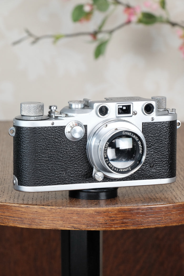 1942 LEITZ LEICA IIIc “stepper”, Desirable WWII model with red shutter curtains, CLA'd, Freshly Serviced! - Leitz- Petrakla Classic Cameras