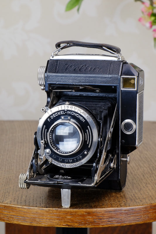 1936 Rare Black Welta Weltur 6x4.5 Coupled Rangefinder Camera, Freshly Serviced! - Welta- Petrakla Classic Cameras