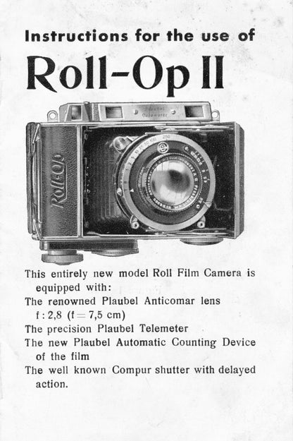 Instructions for use Roll-Op II, PDF DOWNLOAD! - Plaubel- Petrakla Classic Cameras