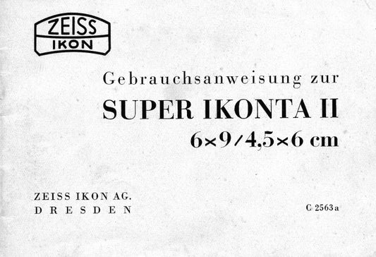 Gebrauchsanweisung zur Super Ikonta II (Dresden),  PDF DOWNLOAD! - Zeiss-Ikon- Petrakla Classic Cameras