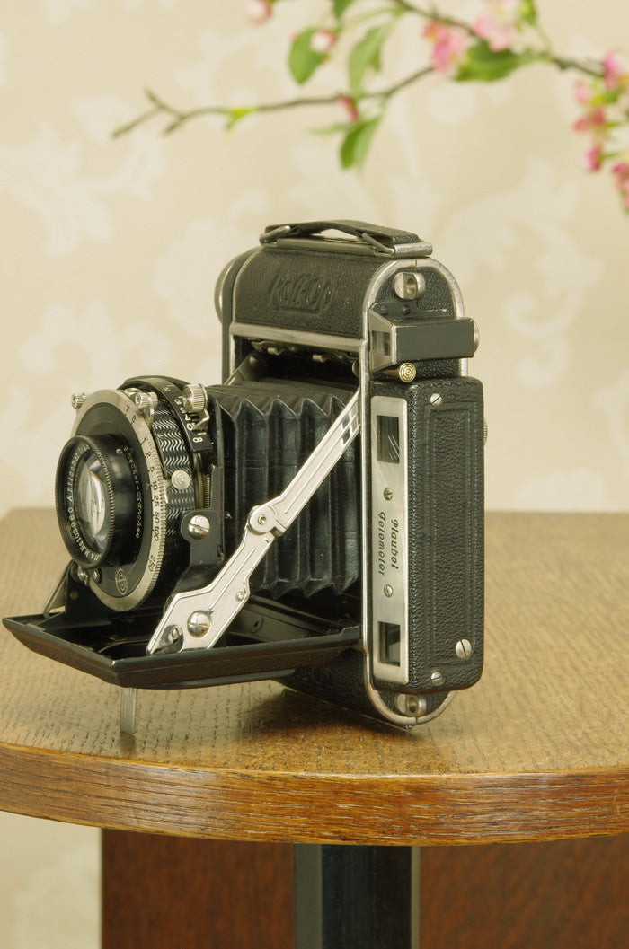 1939 PLAUBEL ROLL-OP! 6x4.5 COUPLED RANGEFINDER CAMERA. CLA’d, Freshly Serviced! - Plaubel- Petrakla Classic Cameras