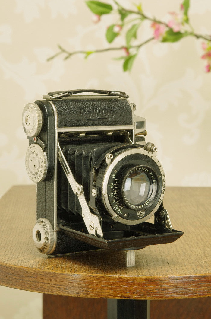 1939 PLAUBEL ROLL-OP! 6x4.5 COUPLED RANGEFINDER CAMERA. CLA’d, Freshly Serviced! - Plaubel- Petrakla Classic Cameras