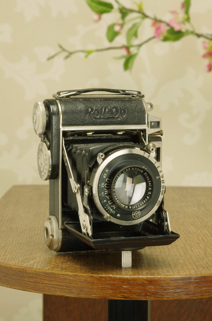 1939 PLAUBEL ROLL-OP! 6x4.5 COUPLED RANGEFINDER CAMERA. CLA’d, Freshly Serviced! - Plaubel- Petrakla Classic Cameras