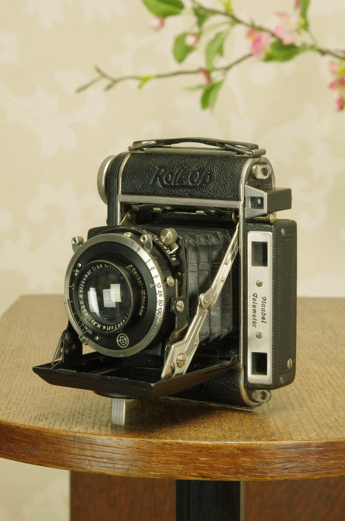 1939 PLAUBEL ROLL-OP! 6x4.5 COUPLED RANGEFINDER CAMERA. CLA’d, Freshly Serviced! - Plaubel- Petrakla Classic Cameras