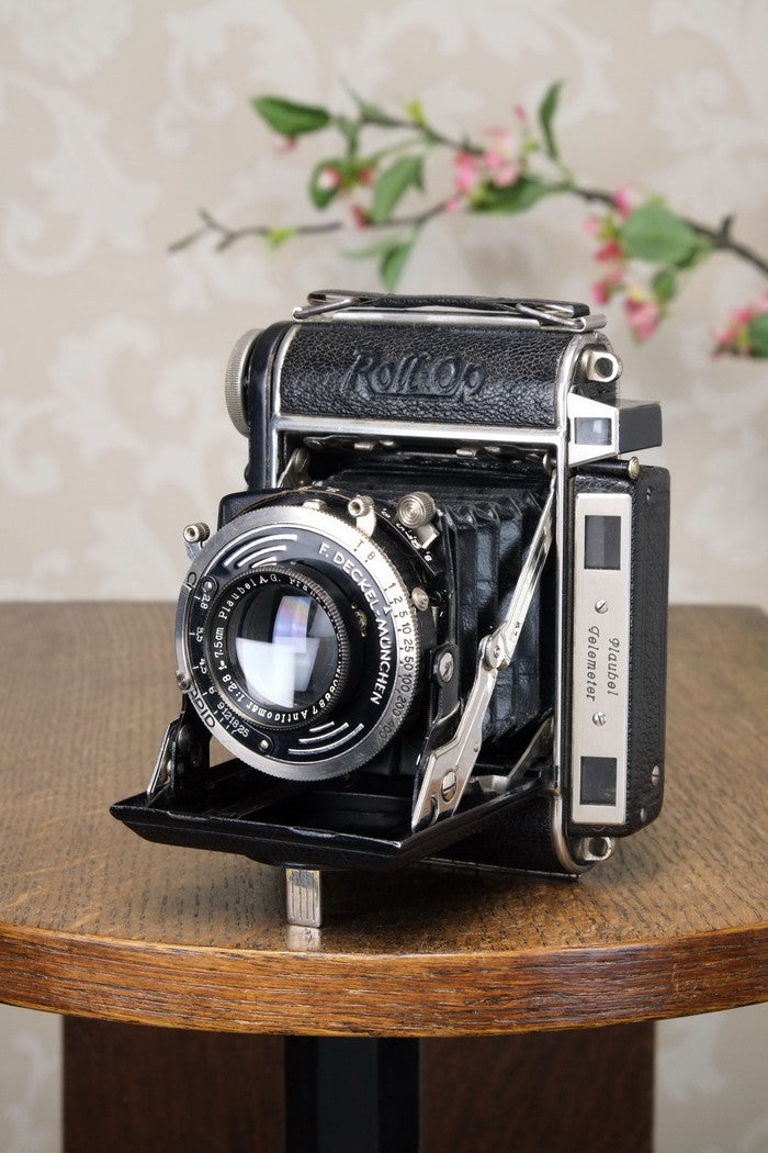 Excellent! 1939 PLAUBEL ROLL-OP! 6x4.5 COUPLED RANGEFINDER CAMERA. Freshly Serviced! - Plaubel- Petrakla Classic Cameras