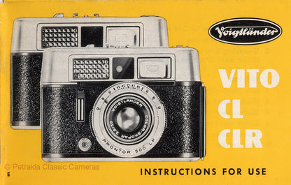 Voigtlander Vito CL CLR, Instructions for use. PDF DOWNLOAD! - Voigtlander- Petrakla Classic Cameras