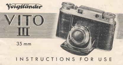 Voigtlander Vito III 35mm Instruction book (original). Free Shipping! - Voigtlander- Petrakla Classic Cameras