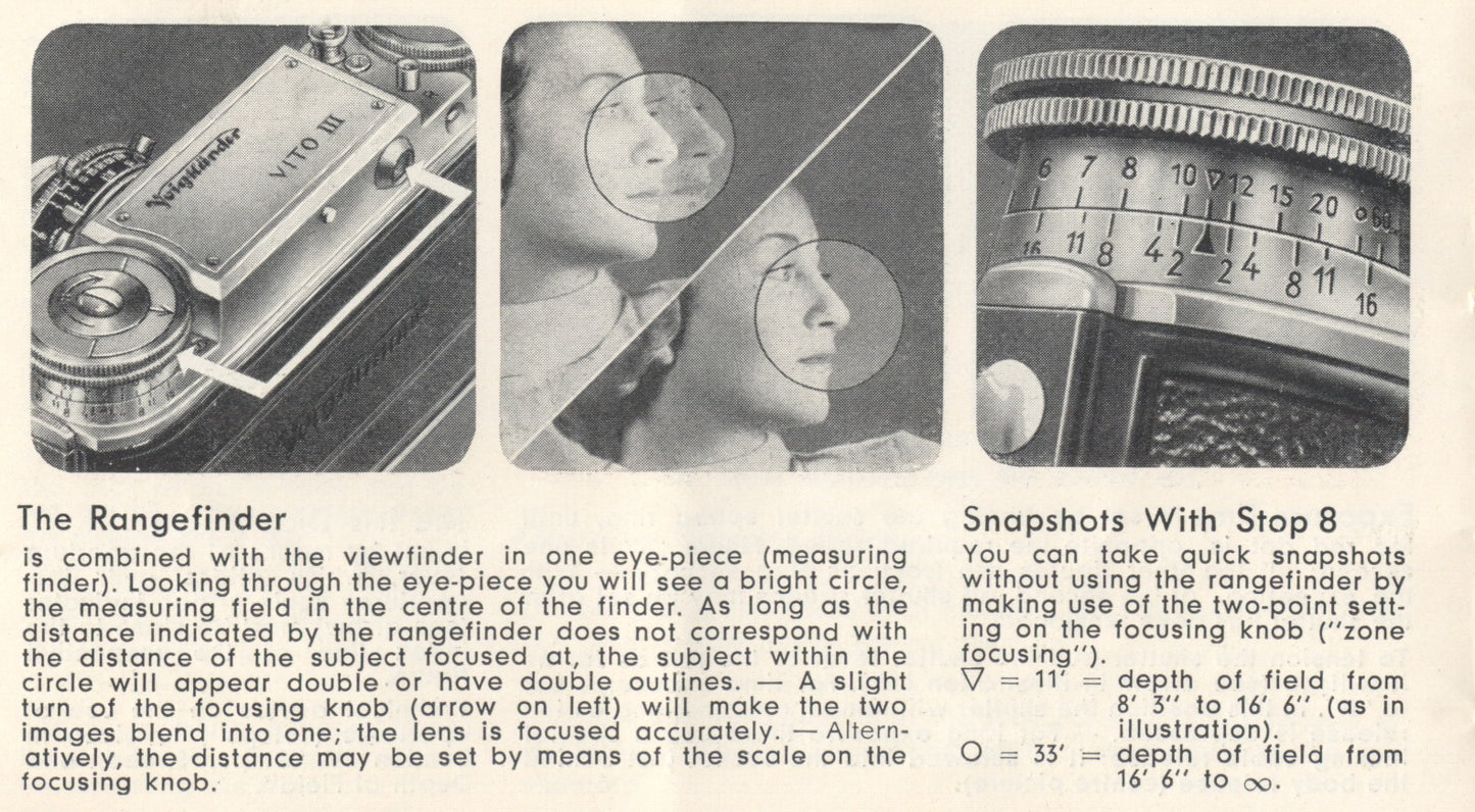 Voigtlander Vito III 35mm Instruction book (original). Free Shipping! - Voigtlander- Petrakla Classic Cameras