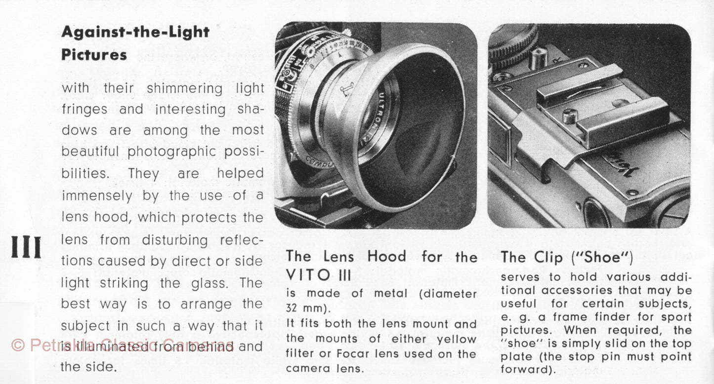 Voigtlander Vito III 35mm Instruction book. PDF DOWNLOAD! - Voigtlander- Petrakla Classic Cameras