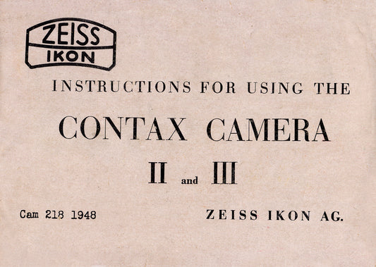 Instructions for Contax II and III English 1948, PDF DOWNLOAD! - Zeiss-Ikon- Petrakla Classic Cameras