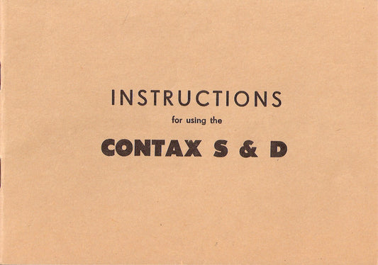 Instructions for using the Contax S & D, English, PDF DOWNLOAD! - Zeiss-Ikon- Petrakla Classic Cameras