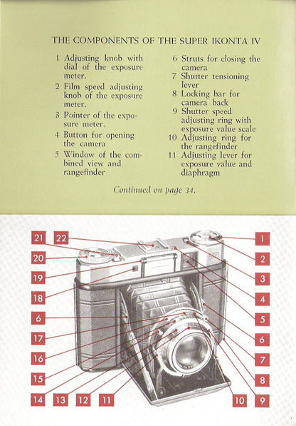 Super Ikonta IV Instruction book (Stuttgart). PDF DOWNLOAD! - Zeiss-Ikon- Petrakla Classic Cameras