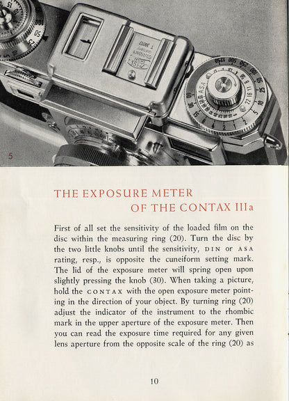 Instruction book Contax IIIa (English) PDF DOWNLOAD! - Zeiss-Ikon- Petrakla Classic Cameras